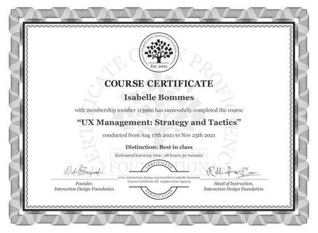 UX Management: Strategy and Tactics (Best in class)